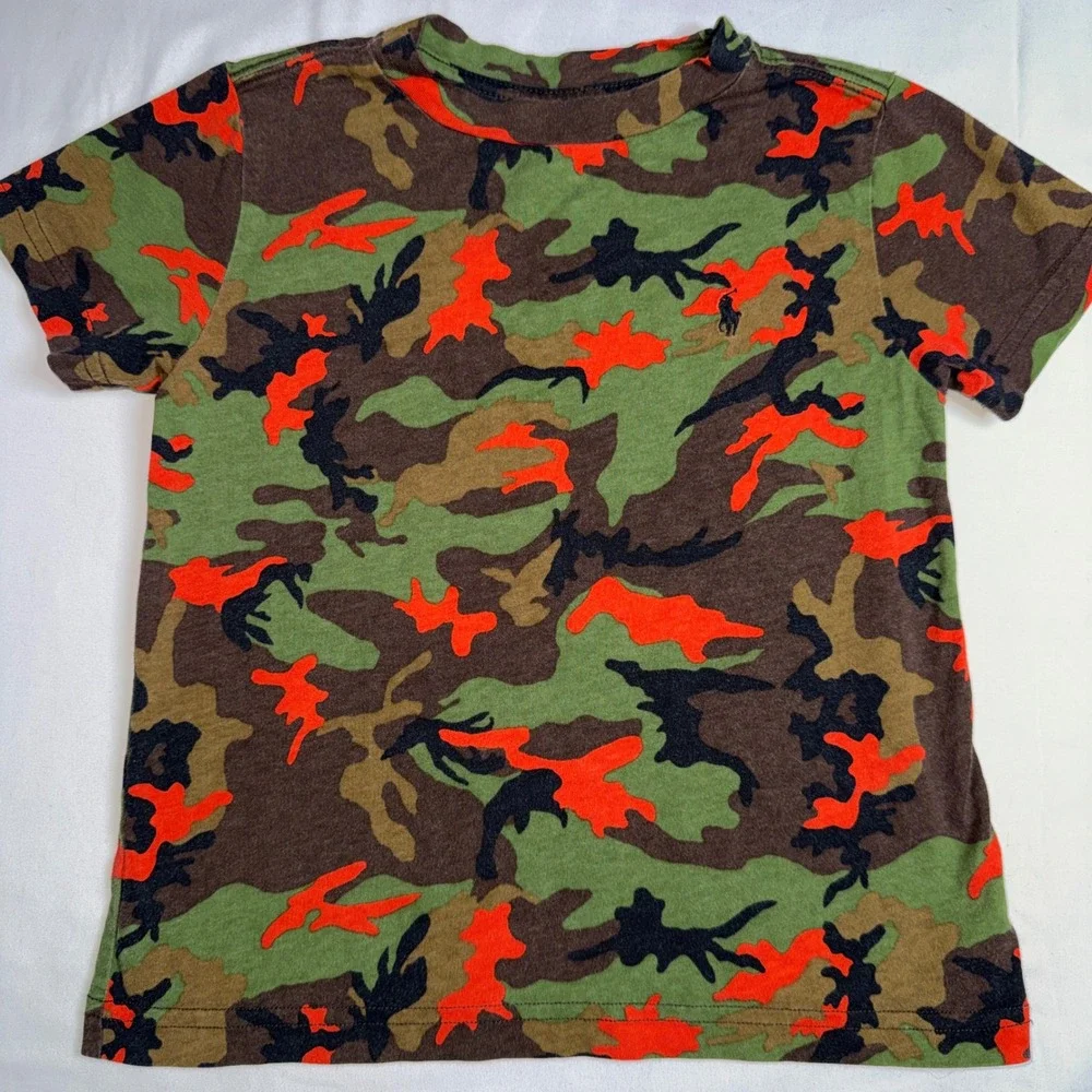 Polo Ralph Lauren Kids Orange Green Camo Short Sleeve T-Shirt 3T RN41381